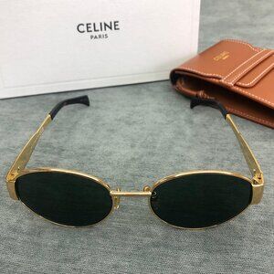 Celine Triomphe Gold Metal Oval Sunglasses